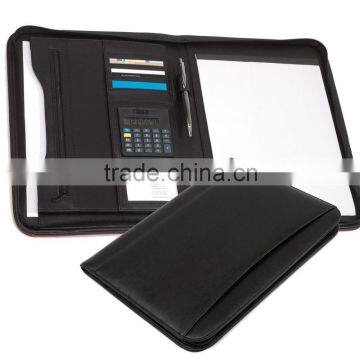 Zipper Around A4 Size Leather Paper Holder With Calculator