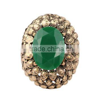 Factory Hollow Zinc Alloy Resin Big Gemstone Simple Gold Finger Ring photo-4