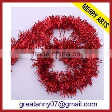 Hot sale 2015 wholesale shiny red christmas tinsel garland for party decoration