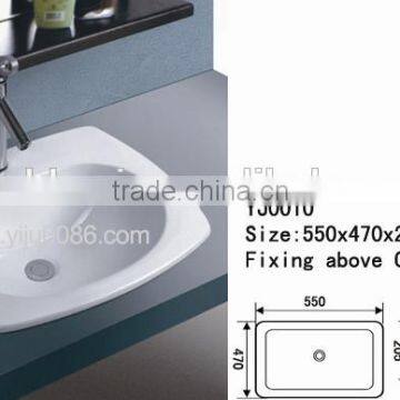 0010 Ceramic Square Cheap Counter Top Cabinet Basin Above Counter Basin