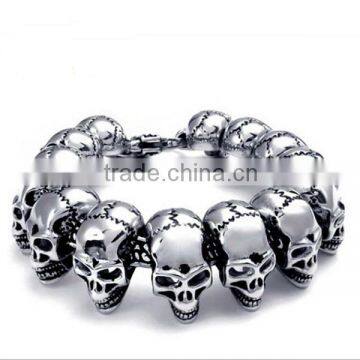 Wholesale Fashion Personalised Punk Stainless Steel casting Skull bracelet jewelry for Halloween Gift