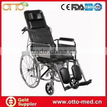 Reclining wheelchair folding commode wheelchair