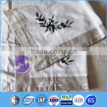 custom printed embroidered plain white cotton table cloth