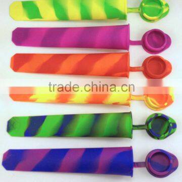 BPA Free Stripe Silicone Popsicle Mold Snack Cup Ice Pop Mold Lunch Box Container With Lids