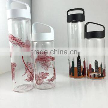 Mochic 350ML High Transparent Borosilicate Printing Glass Water Bottle