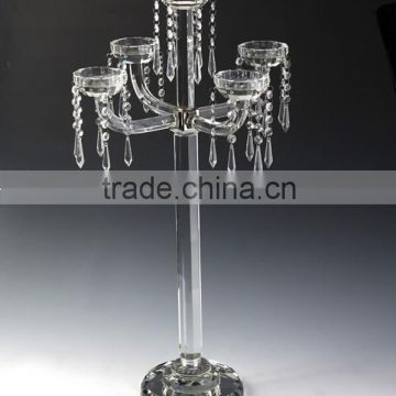 long-stemmed glass candle holder, floor standing candle holder