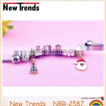 Manufacturer Cute Girls Fancy Christmas Bracelet Santa Claus Charm Bracelet