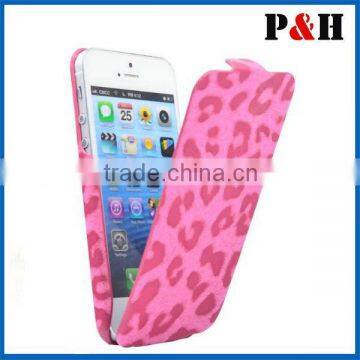 Leopard flip leather case for iphone 5