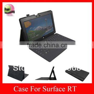 Stand Leather Case For Surface RT,Surface RT standing leather case,Black Color