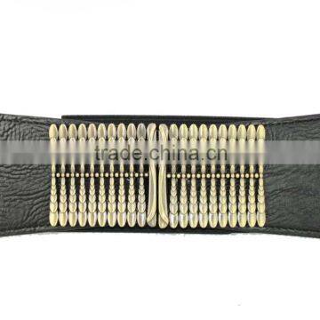 Ladies New Fashion Black Elastic PU Ribbon Waist Belt photo-3