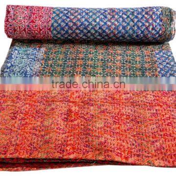 RTHKG-1 Beautiful Traditional Handmade Cotton Fabric Patchwork Kantha Gudri Throw Bedspread Indian Textile Wholesaler Jaipur photo-4
