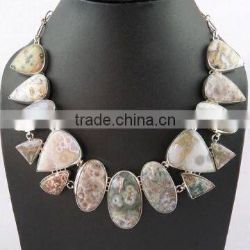 Perfect Ocean Jasper 925 Sterling Silver Necklace, Online Silver Jewelry, Silver Jewelry Supplier India