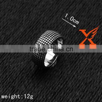 In Stock Wholesale Hollywood Star 2016 Men Trendy Cool Stainless Steel Vintage Tire Rectangle Pattern Band Smart Ring 10mm photo-2