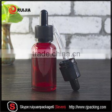 RUIJIA 30ml red clear frosted matt glass essential oil dropper bottle with childproof and tamper evident cap