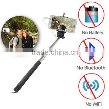 Extendable Handheld Selfie Monopod 3.5mm Audio Cable Wired Selfie Stick for iPhone Android Smart Phone