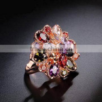 Hot Sale Unique Fashion Multicolor 18K Rose Gold Plated AAA Zircon Engagement Weddding Bijoux Rings Fine Jewelry photo-2
