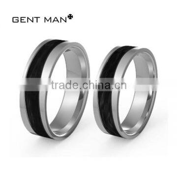 2016 Fashion Design couple Engagement Ring 925 silver carbon fiber wedding ring