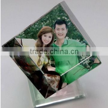 3D Laser Crystal Cube With Photo Frame For Wedding Favor