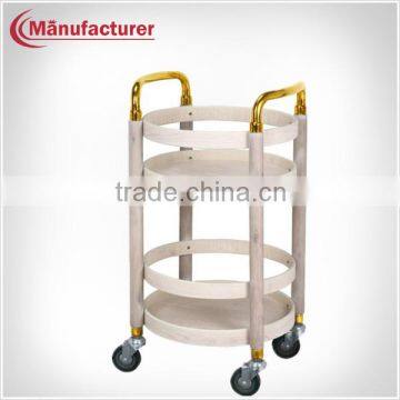 Round Catering Equipment Rolling Food Service Cart Wine Liqueur Trolley