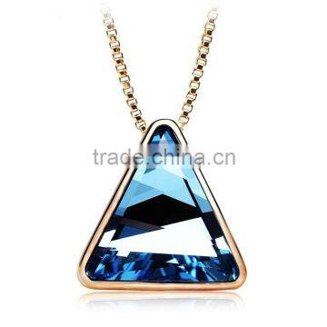 OUXI wholesale multicolor crystal triangle zinc alloy necklace 10337