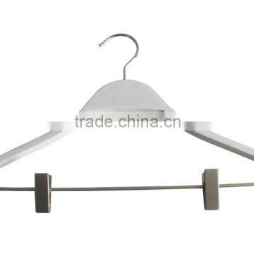 wooden hanger with clips for shirt and pants, laminated hanger for hotel high quality hanger