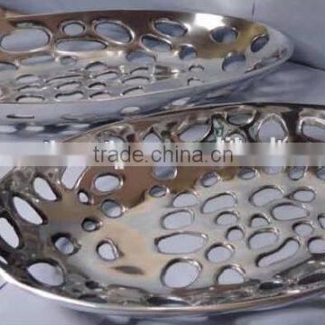 Home Decoration Aluminium Metal Perforated Fruit Dish Nut Dish Set