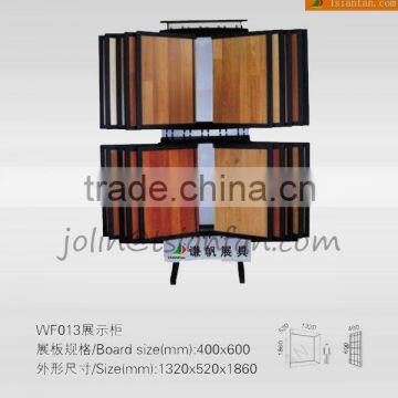 WF013--- Customized wood tile display rack/turn page wood display rack