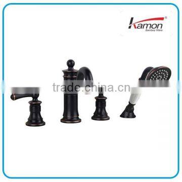 4-hole Black Antique Brass Bathtub Faucet