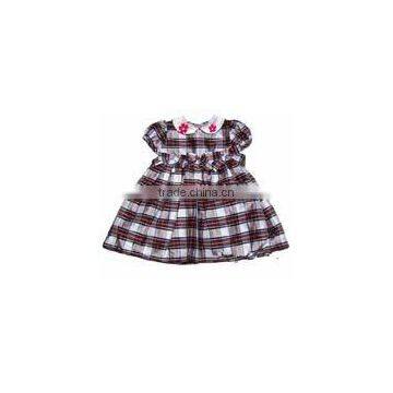 girls christmas red holiday plaid silk dress with bows and white collar factory wholesale girls skirts