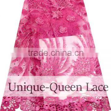 Peach Embroidery Tulle Fabric /2016 African Embroidered African Tulle Lace French Net Lace Fabric Nigerian Wedding African photo-2