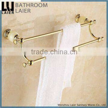 Made In China Brass And Stone Gold Finishing Bathroom Accessories Wall Mounted Double Towel Bar