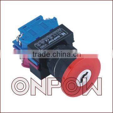 ONPOW mushroom key lock switch 2 position(Y090-11YM,VDE,CE,PSE,CCC,ROHS)