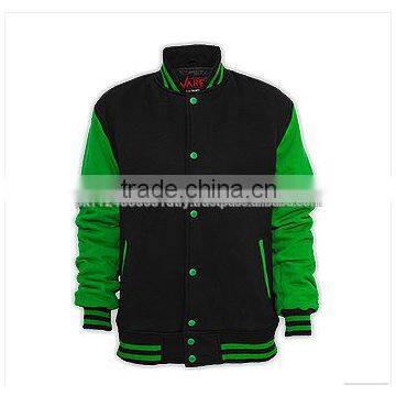 Kelly green arms and black plain varsity jacket