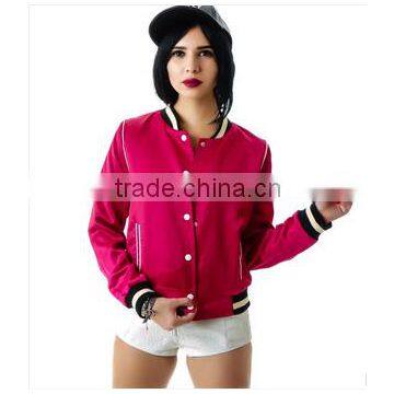 sexy girl hot pink varsity jackets for college girls