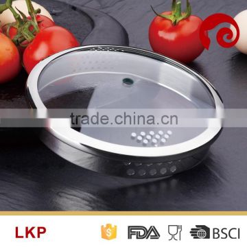 Tempered Glass Colander Lid with Stainless Steel Colander Ring