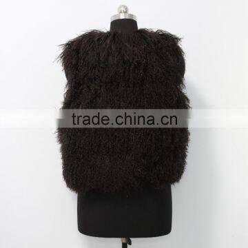 Fashion Design Mongolian Lamb Fur Coat Genuine Women Popular Mongolian Lamb Fur Vest