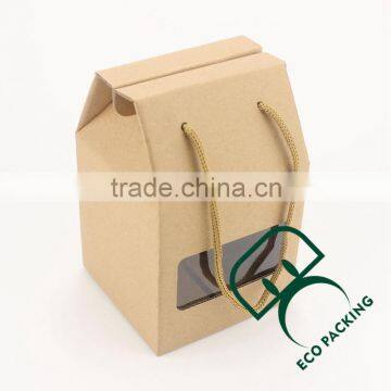 kraft paper small paper bag for cake bread with pvc window