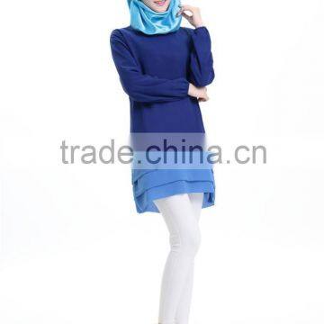 Latest Design Muslim Women Long Tops Blouse Islamic Clothing Malaysia Chiffon Tops photo-4