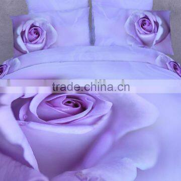 purple luxuary flower huge plain design wholesale bedding set with hign quality and low price
