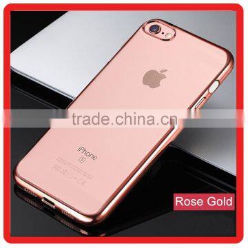 Ultra-thin soft tpu case for iphone 7 plus clear transparent electroplating shockproof tpu case cover for iPhone 6 6s