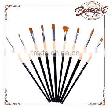9 pcs sets personalized paint brush long handle flat/fan/round/filbert/angular head shaped art kit paint brush for artist
