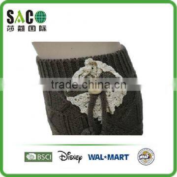 Fashion Crochet Flower With Butterfly Tassel Button Short Legwarmers photo-4