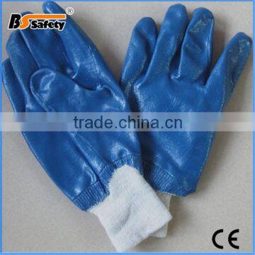 BSSAFETY Blue nitrile coated oil resistant industrial working gloves