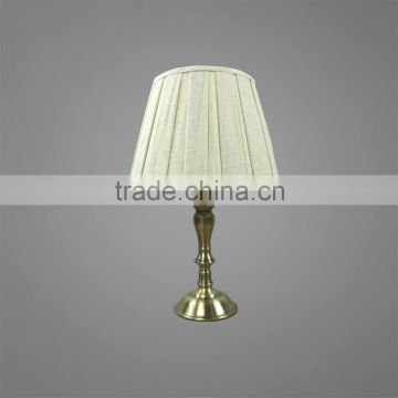 Metal Base And Body In Antique Brass Finish With Fabric Lampshade Mini Table Light Bedside Table Lamp Study Table Light