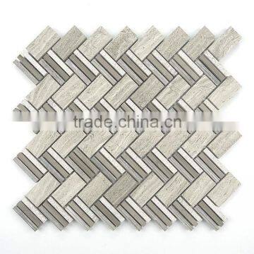 Herringbone wooden gray marble mosaic tiles distributor