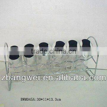 glass transparent jar for spice with metal rack