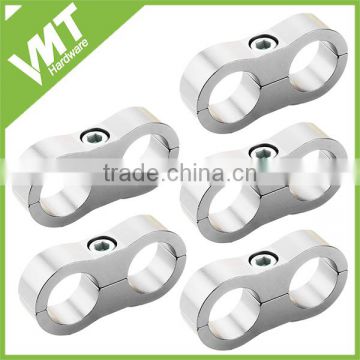 AN6 13MM Teflon PTFE 11MM SILVER Braided Dual Hose Separator Clamp Fitting Adaptor