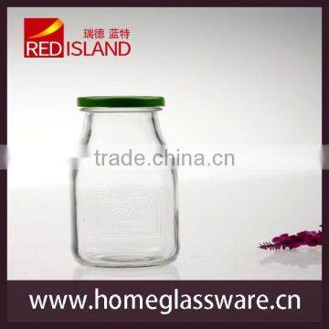 200ml juice glass bottle with lids, straws from china