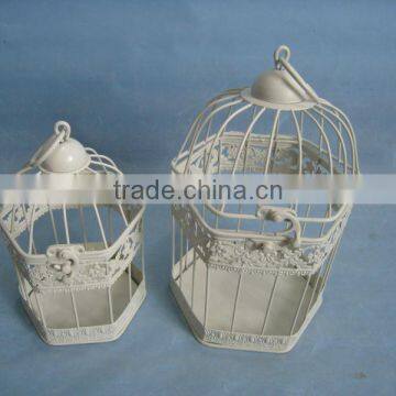 2014 NEW design Elegant patio decoration metal S/2 bird cage flower holder