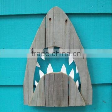 rustic wooden shark wall art